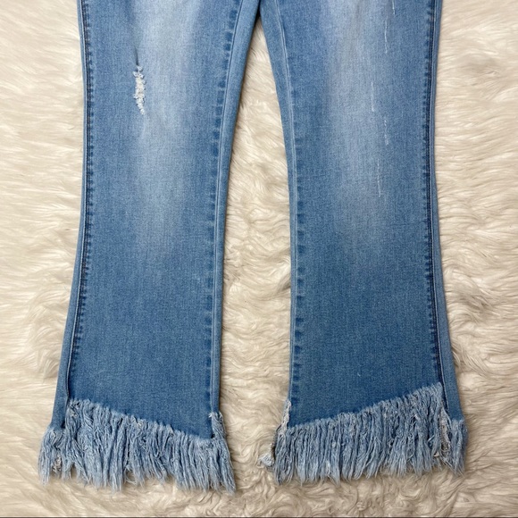For The Republic • Distressed Fringe Hem Stretchy Denim Jeans - Picture 5 of 14